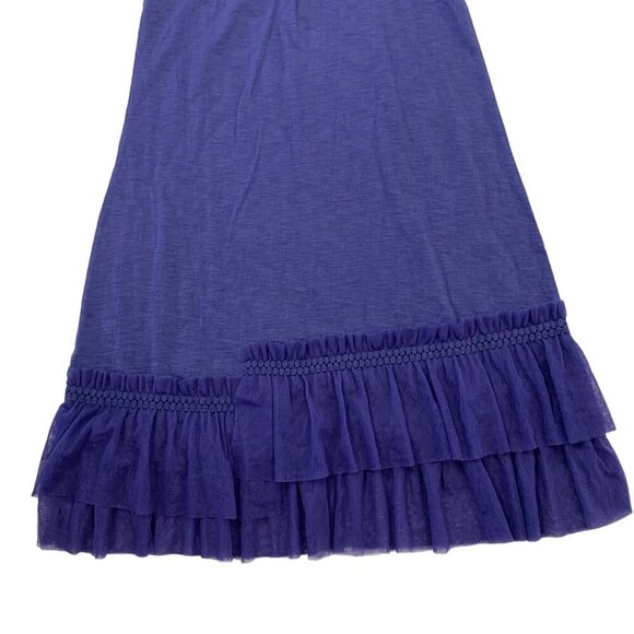 Garnet Jill Girls Dress Large Blue Short Sleeve Ruffle Hem Classic Cotton - Picture 2 of 5